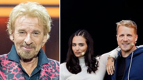 "Wetten, dass..?"-Legende Thomas Gottschalk (l.) schießt gegen Amira Pocher.