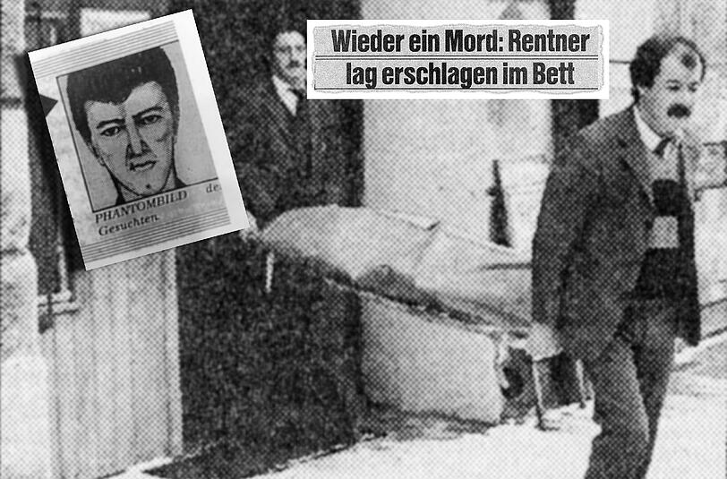 Ein AZ-Foto vom 17. Januar 1986: Bestatter tragen die Leiche des ermordeten Rentners aus dem Haus in der Auerfeldstraße.