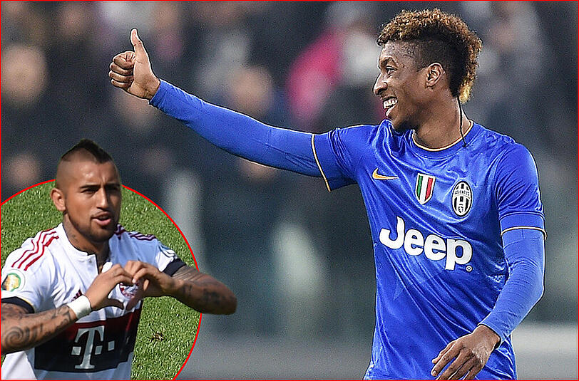 Kingsley Coman (r.) und Arturo Vidal (l.) spielten zusammen bei Juventus Turin.