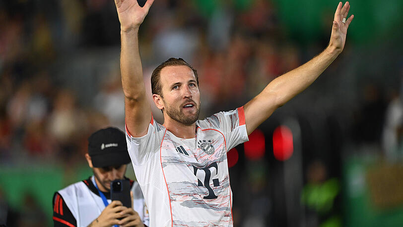 Erleichterung: Bayerns Siegtorschütze Harry Kane nach dem 3:2 gegen Wehen Wiesbaden.