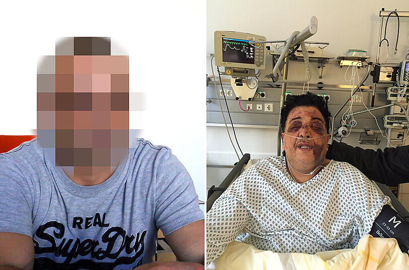 Zu acht Jahren Haft verurteilt: Emanuele C. im Gericht. Er soll sein Opfer (r.) übel zugerichtet haben.