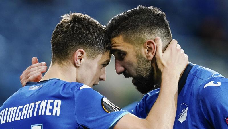 Schossen Hoffenheim zum Heimsieg gegen Belgrad: Christoph Baumgartner (l) und Munas Dabbur.