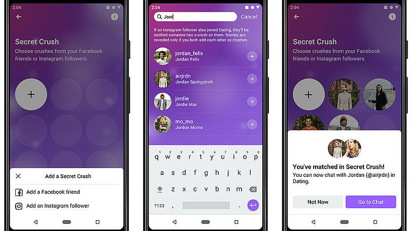 Die Secret Crush-Liste im neuen Facebook-Dating