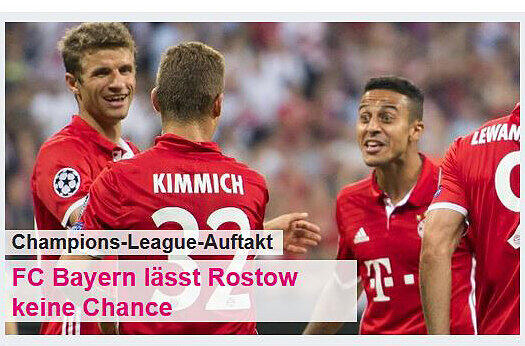 Für "T-Online" steht fest: Rostow hatte gegen den deutschen Rekordmeister vom FC Bayern München keine Chance!