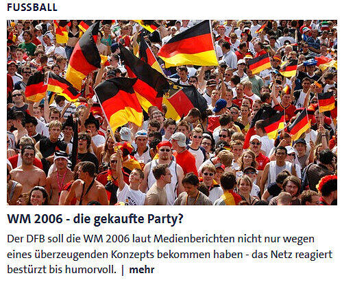 Bei der Sportschau spricht man derweil über die "gekaufte Party".