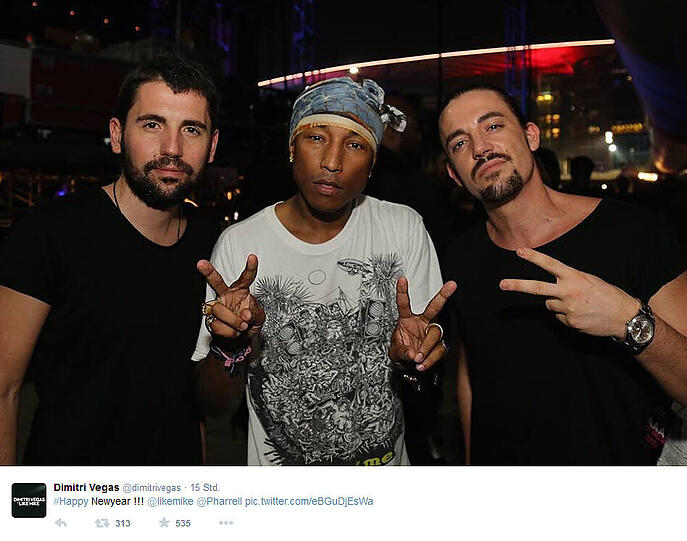 Weitere Bilder der Stars von Silvester: DJ Dimitri Vegas war "HAPPY" zusammen mit Sänger Pharrell