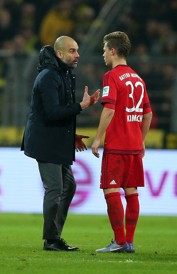 Man kennt sich, man schätzt sich: Guardiola (l.) und Kimmich.