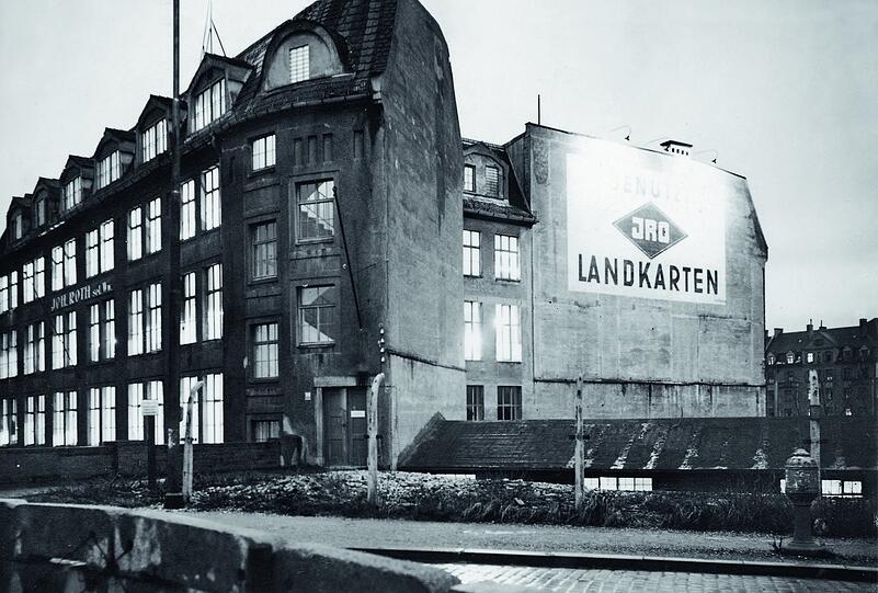 Blick auf den JRO-Kartenverlag an der Landsberger Straße in Laim im Jahr 1948.