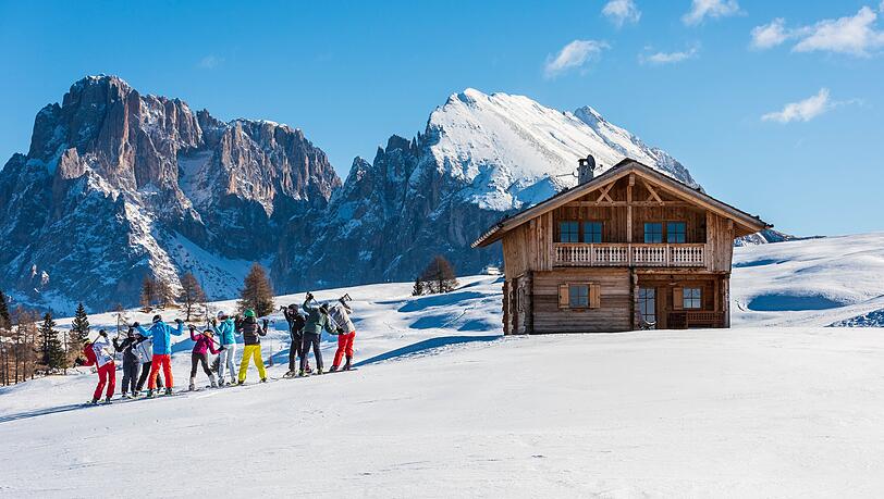 Die Seiser Alm in den Dolomiten.