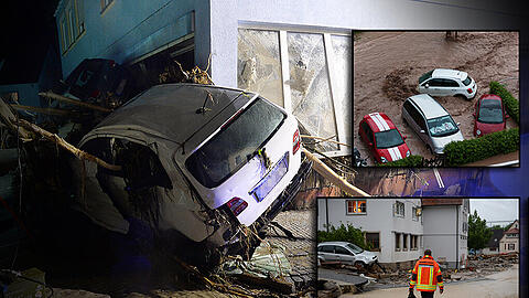 In der Nacht zum Montag hat es in Bayern und Baden-Württemberg schwerste Unwetter mit Überschwemmungen, Erdrutschen, Hagel und Sturm gegeben - die Bilder machen betroffen.
