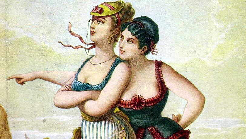 Zeithistorische Darstellung badender Damen: Auch im Müllerschen Volksbad baden Frauen von 1901 an - strikt von den Männern getrennt.