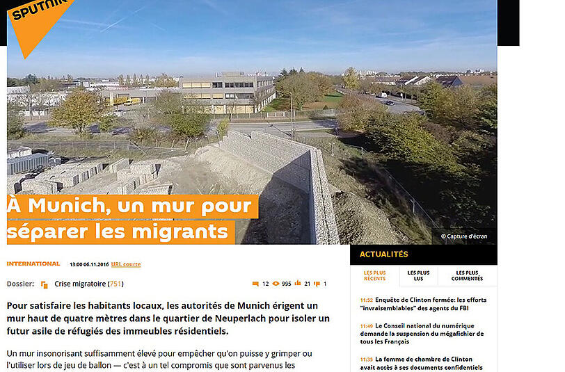 Auch französische Medien nehmen sich dem Thema an: "Ich München wird eine Mauer gebaut, um sich gegen Flüchtlinge abzugrenzen."