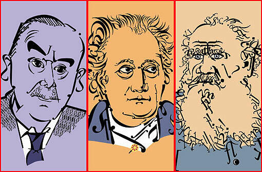 Klicken Sie sich durchs große AZ-Dichter-Quiz - Werfen Sie einen Blick auf die portraitierten "Typoeten" und raten Sie mit: Kennen Sie diese Schriftsteller?