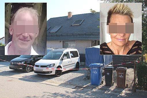 Die Polizei fahndet nach Franz-Xaver H.(kleines Bild links). Er steht unter dringendem Tatverdacht, seine ehemalige Geliebte (kleines Bild rechts) getötet zu haben. Das Einfamilienhaus ist am Tag danach abgesperrt.