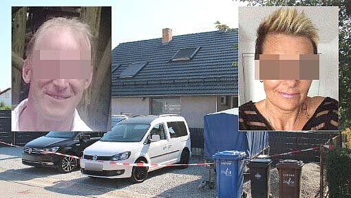 Die Polizei fahndet nach Franz-Xaver H.(kleines Bild links). Er steht unter dringendem Tatverdacht, seine ehemalige Geliebte (kleines Bild rechts) getötet zu haben. Das Einfamilienhaus ist am Tag danach abgesperrt.