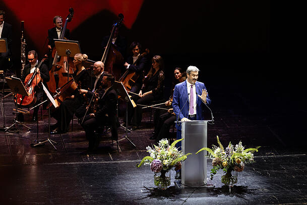 Markus Blume bei seinem Grußwort im Nationaltheater. Markus Blume bei seinem Grußwort im Nationaltheater.