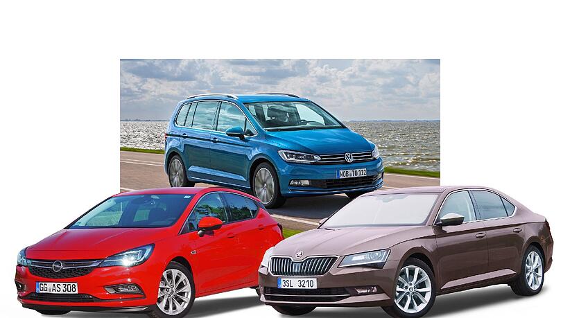 Die Autos der Vernunft 2016 (v. l.): Opel Astra, VW Touran und Skoda Superb stehen auf dem Siegertreppchen. Die Autos der Vernunft 2016 (v. l.): Opel Astra, VW Touran und Skoda Superb stehen auf dem Siegertreppchen.