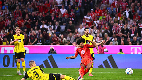 Starker Auftritt nach seiner Einwechslung gegen Dortmund: Bayern-Torschütze Serge Gnabry (Mitte).