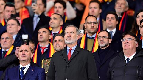 Auch K&ouml;nig Felipe VI. von Spanien (vorne Mitte) besuchte das Nations-League-Finale.