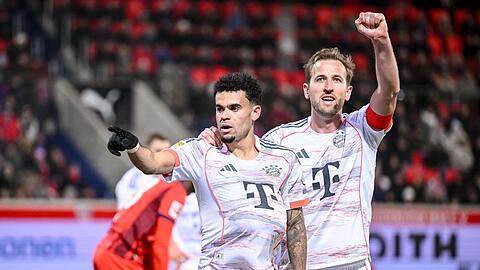 Zeigten eine famose vorige Saison im Bayern-Angriff: Luiz Diaz (links) und Torj&auml;ger Harry Kane. (Archivbild)
