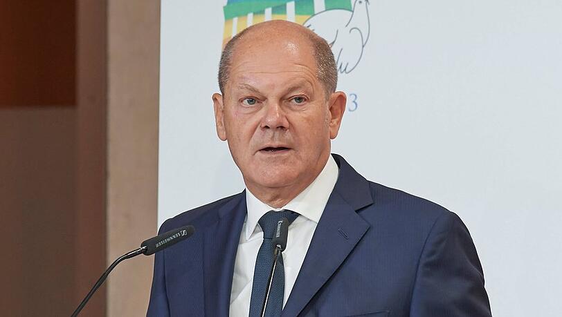 Bundeskanzler Olaf Scholz am Dienstag beim internationalen Friedenstreffen der katholischen Gemeinschaft Sant Egidio in Berlin.