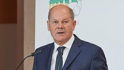 Bundeskanzler Olaf Scholz am Dienstag beim internationalen Friedenstreffen der katholischen Gemeinschaft Sant Egidio in Berlin.