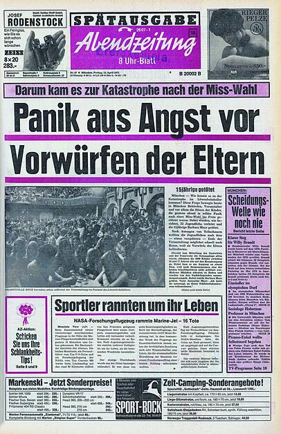 So hat die AZ nach der Massenpanik 1973 im Löwenbräukeller auf ihrer Titelseite berichtet.