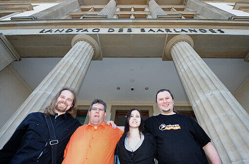 Diese vier Piraten ziehen jetzt in den Landtag ein: Michael Hilberer, Michael Neyses, Jasmin Maurer und Andreas Augustin (v.l.).