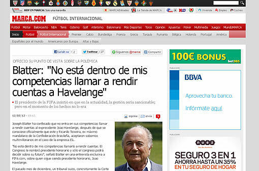 Marca (Spanien): Der FIFA-Präsident beharrt weiter auf seiner Unschuld und relativiert die Vorkommnisse.