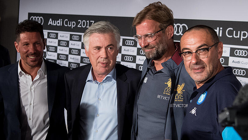 Von links: Diego Simeone, Carlo Ancelotti, Jürgen Klopp und Maurizio Sarri.