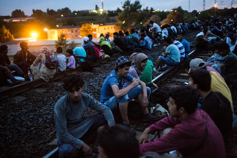 Rund 3000 Flüchtlinge sind an der Grenzstation in Österreich angekommen. Die Bilder von dem ungarischen Flüchtlingsstrom.