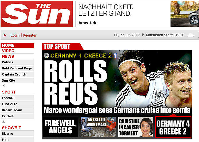 Die englische Sun schwärmt von "Rolls Reus" Marco Reus.