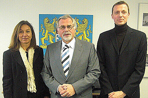 Krise macht Arbeit: Insolvenzrichterin Claudia Tacke, Amtsgerichtspräsident Gerhard Zierl und Rechtspfleger Paul Loser.