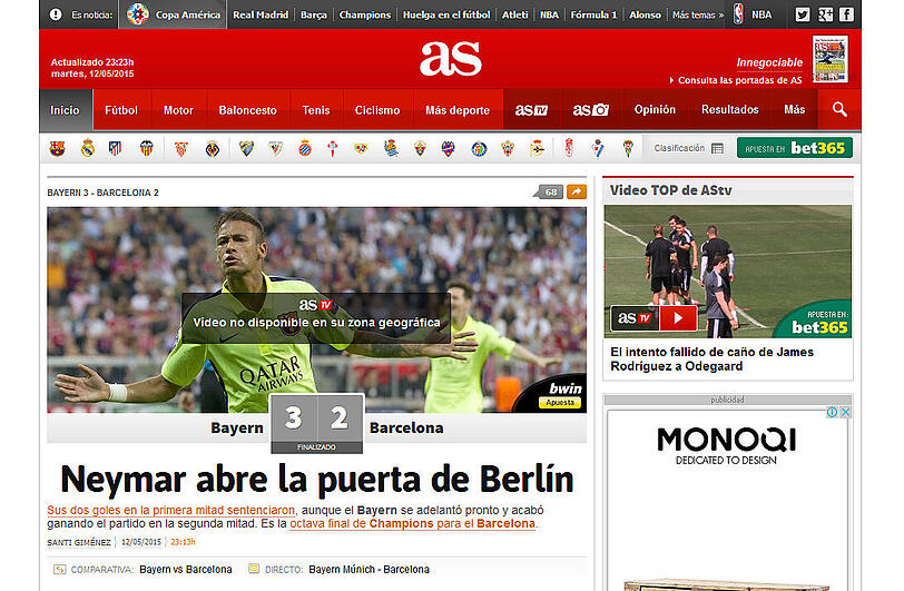 Die internationalen Pressestimmen 3:2-Sieg des FC Bayern gegen Barcelona.