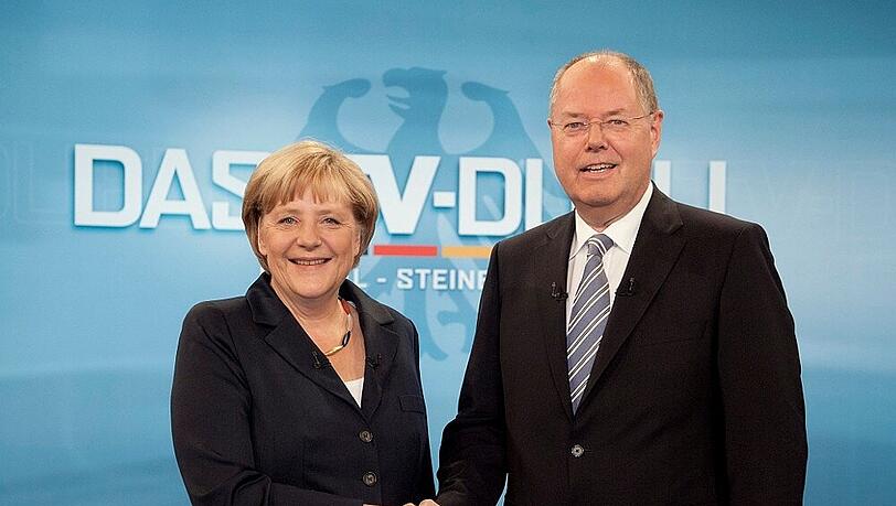 Die Parteispitzenkandidaten Angela Merkel (CDU) und Peer Steinbrück (SPD) Die Parteispitzenkandidaten Angela Merkel (CDU) und Peer Steinbrück (SPD)