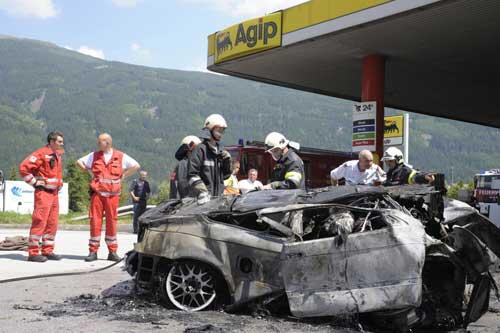 Völlig ausgebrannt: Das Unfallauto