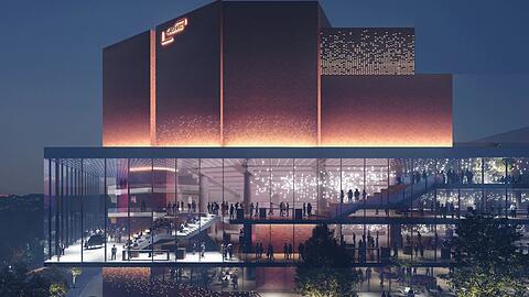 Die gläserne Kulturbühne soll die Philharmonie mit dem Bibliothekstrakt des Gasteig verbinden und Raum für Vermittlungsarbeit bieten. Ob sie allerdings jemals gebaut wird, ist angesichts sinkender Steuereinnahmen unsicher.