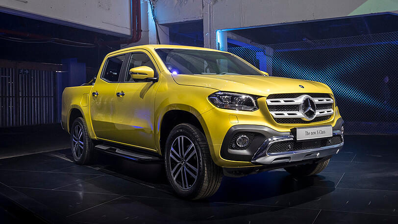 Diese X-Klasse in der Ausstattungsversion Progressive ist limonitgelb-metallic lackiert.