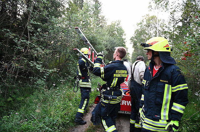 Spektakuläre Rettungsaktion in Grassau: Die Feuerwehr befreite ein Pferd aus dem moorastigem Untergrund.