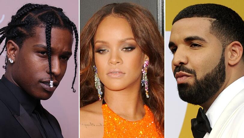 Rihanna war von 2009 bis 2016 in einer On-off-Beziehung mit Drake (r.). Heute ist sie mit A$AP Rocky (l.) liiert.