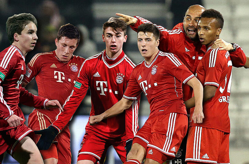 Für Bayern Juwele: Gianluca Gaudino, Pierre-Emile Höjbjerg, Luca Scholl, Alessandro Schöpf und Julian Green.