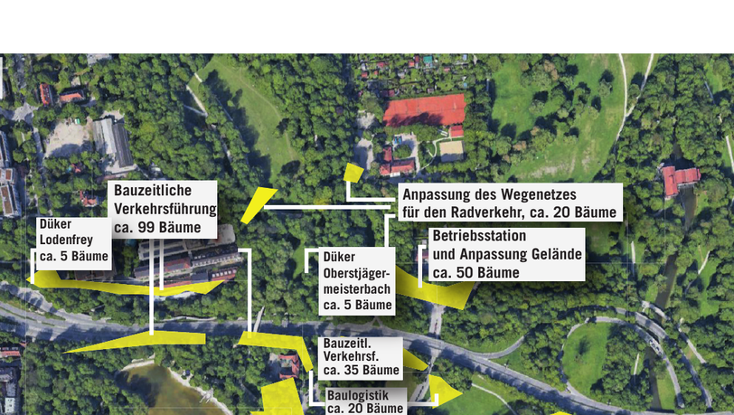 Hier müssen nach den neuen Planungen Bäume für den Tunnelbau weg. Hier müssen nach den neuen Planungen Bäume für den Tunnelbau weg.