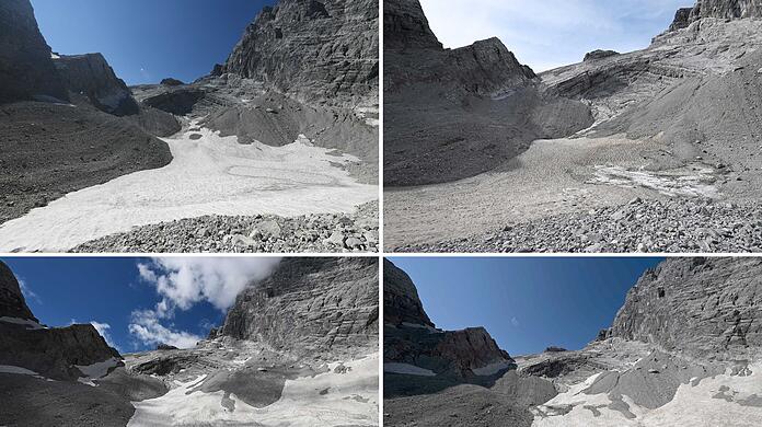 Saharastaub hatte vor allem im Sommer 2022 das Eis dunkler aussehen lassen. (Archivbild) Saharastaub hatte vor allem im Sommer 2022 das Eis dunkler aussehen lassen. (Archivbild)