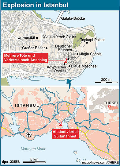 Karte vom Anschlagsort in Istanbul