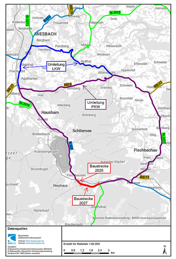 Am Schliersee wird an der Bundesstra&szlig;e 307 gewerkelt. Nach der Winterpause geht im Fr&uuml;hjahr 2027 an einer anderen Stelle weiter.
