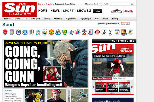 "Gehen, gehen - gegangen" titelt "The Sun". "Gunn" statt "gone" in Anspielung auf die "Gunners."