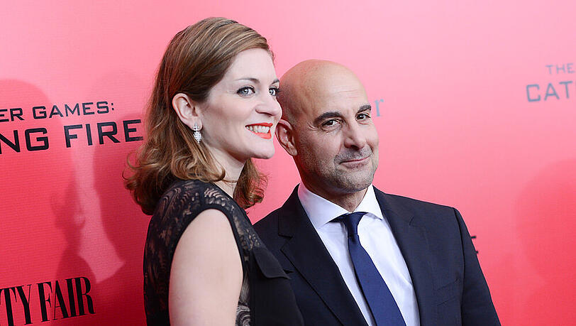 Stanley Tucci und seine Frau Felicity Blunt bei einer New Yorker Aufführung des neuesten Teils der "Tribute von Panem"-Saga Stanley Tucci und seine Frau Felicity Blunt bei einer New Yorker Aufführung des neuesten Teils der "Tribute von Panem"-Saga