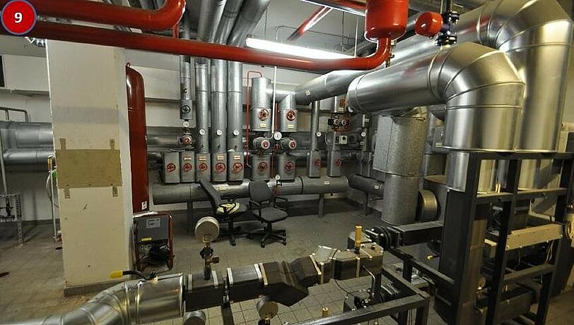 Hier sieht es aus wie in einer Fabrik: Der Heizungsraum.