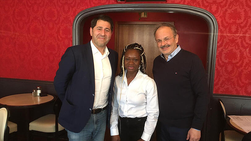 Cetin Oraner, Marie-Jules Mpot Mimbang und Thanasis Bagatzounis von der Wählergruppe "Zusammen in Bayern" (Zuba).