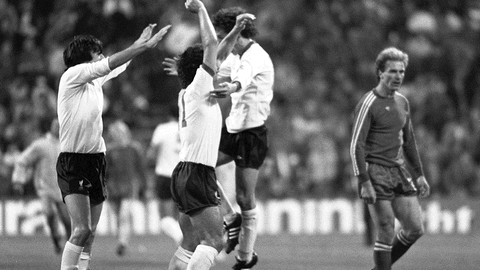 22. April 1981: Der FC Liverpool jubelt im Münchner Olympiastadion. Mit einem 1:1 sind die Engländer eine Runde weiter im Meistercup.